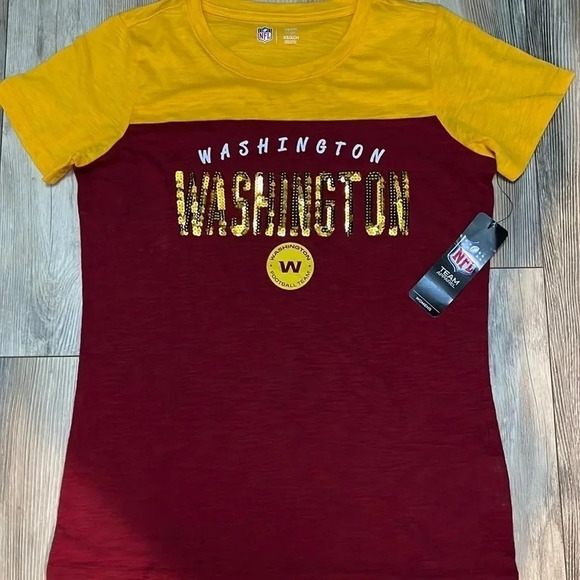 Washington Commanders Redskins NFL Team Football Sequin T Shirt Women XS Small - Picture 1 of 3